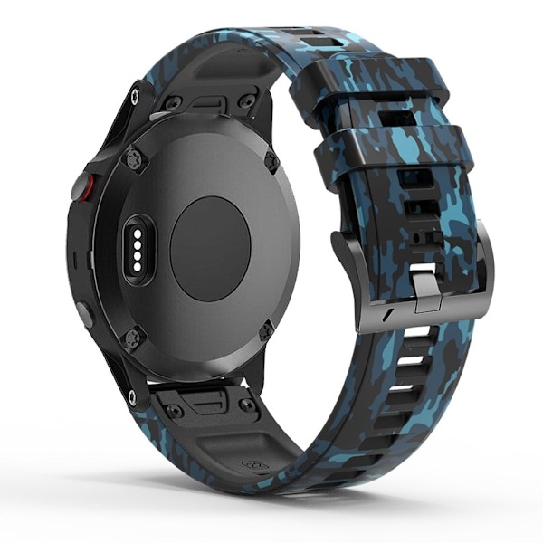 26 mm silikoneurrem med camouflagemønster til Garmin-ur - Camouflage Blå Blue