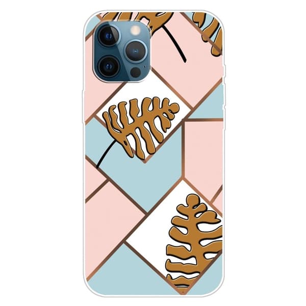 Marmormotiv iPhone 15 Pro Max skal - Tonblad I Rosa Och Blått multifärg