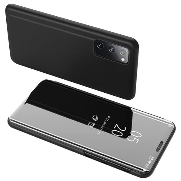 View Window Mirror Skin lædercover til Samsung Galaxy S20 FE 4G/5G/S20 Lite/S20 FE 2022 - Sort Black