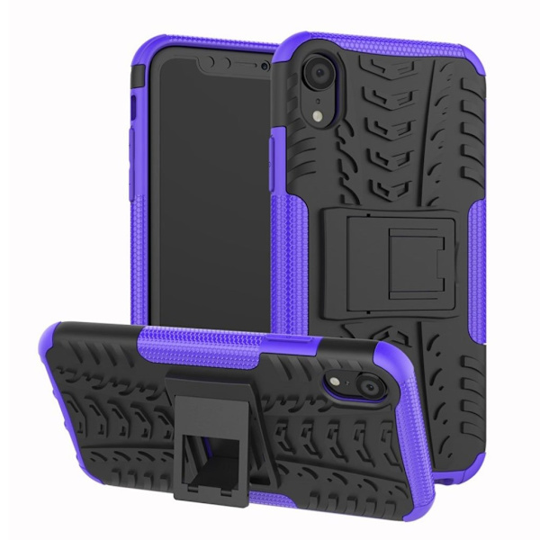 IPhone 9 mobilskal plast silikon utfällbart däckdesign - Lila Lila