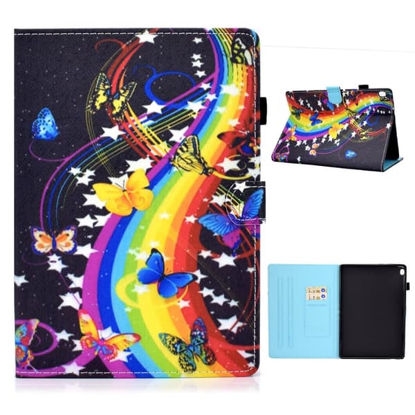 Lenovo Tab M10 Cool Mønster Lær Flippetui - Regnbue og Sommerfugl Multicolor