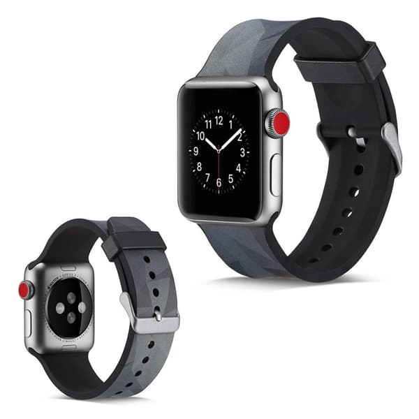 Apple Watch Series 5 44mm camouflage silikone Urrem - Sort Abstract Black