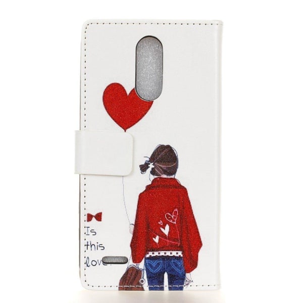 LG K10 2017 patterned PU leather flip case - Girl Holding Heart White
