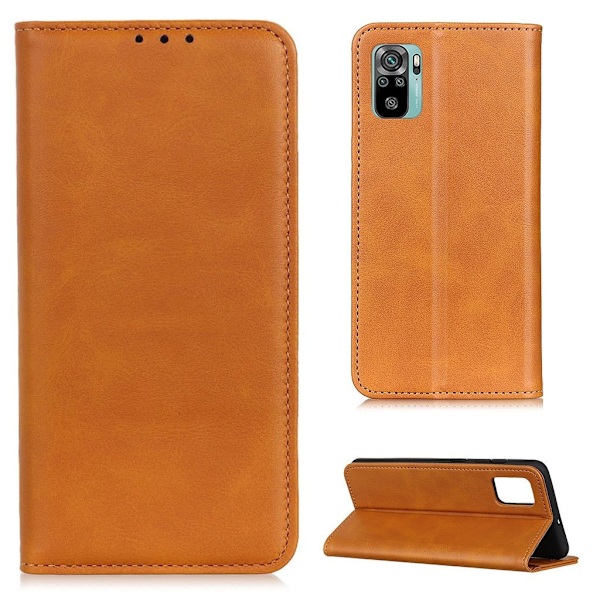 Wallet-style ægte Læder Flipcase til Xiaomi Redmi Note 10s / Note 10 - Brun Brown