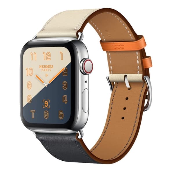 Apple Watch Series 4 40mm erstatnings urrem i læder - Beige/Mørkeblå Multicolor