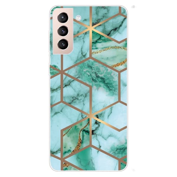 Marmormotiv Samsung Galaxy S22 Plus skal - Smaragdfärgat Kubmönster Grön