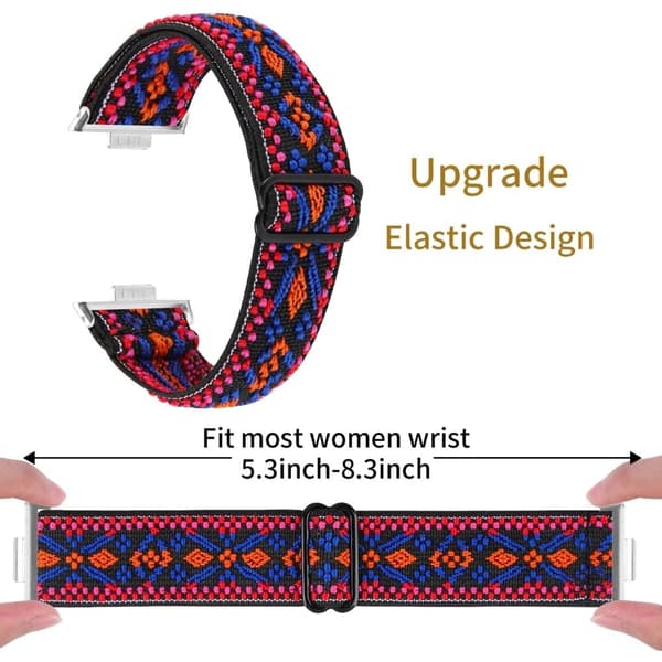 Huawei Watch Fit 3 Nylon Watch Strap Pattern Print Adjustable Elastic Wrist Band - 54# Red