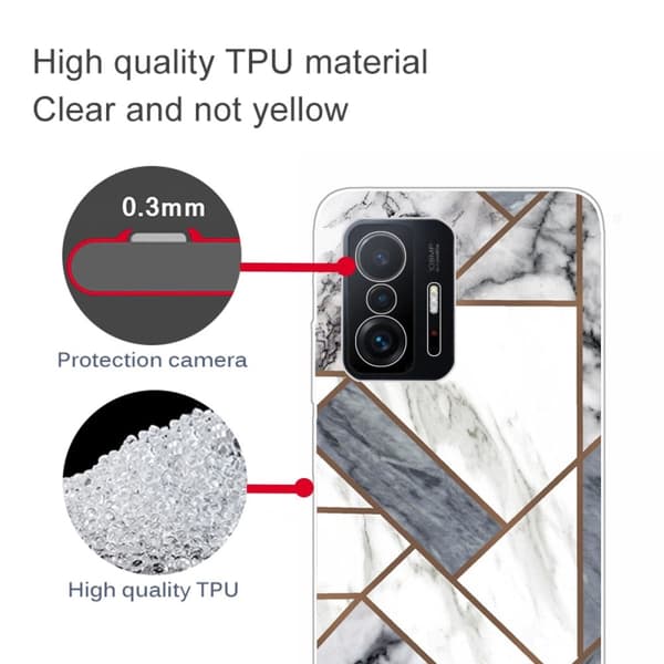 Marble Xiaomi 11T / 11T Pro Etui - Grå / Hvit Klinkekule Tile Silver grey