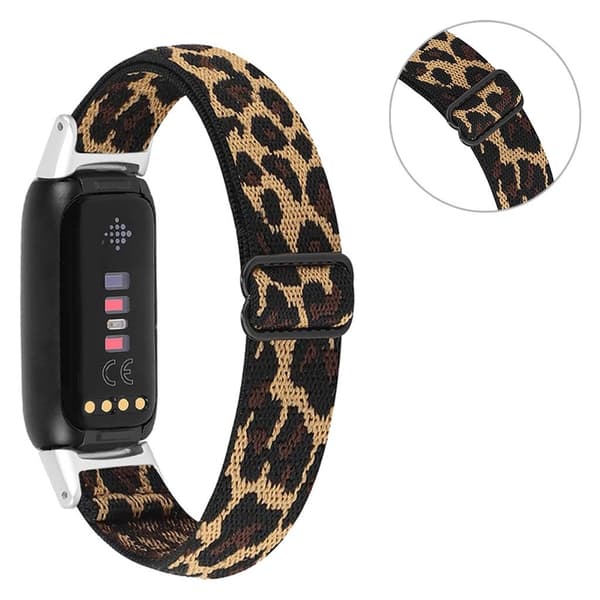 Elastiskt klockarmband i nylon för Fitbit Luxe - Leopardtryck Gul