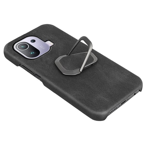Stødsikkert lædercover med oval støttefod til Xiaomi Mi 11 Pro - Blå Blue