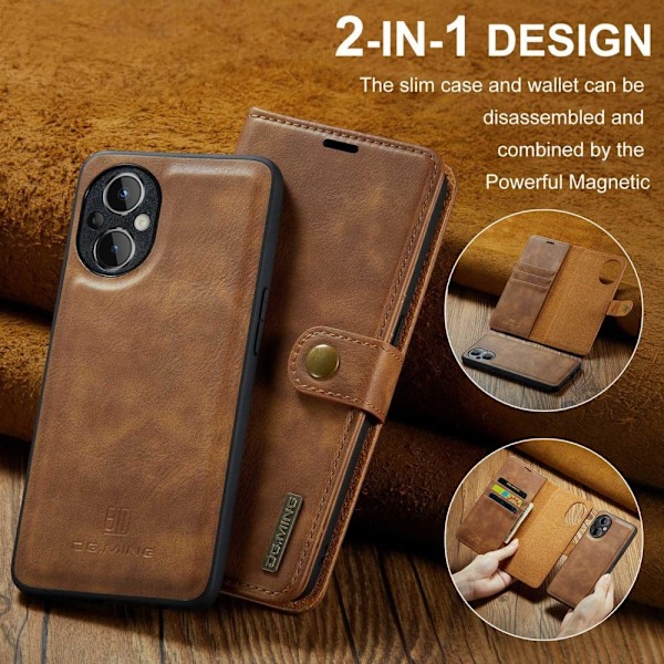 DG.Ming OnePlus Nord N20 5G 2-in-1 Pung Etui - Brun Brown