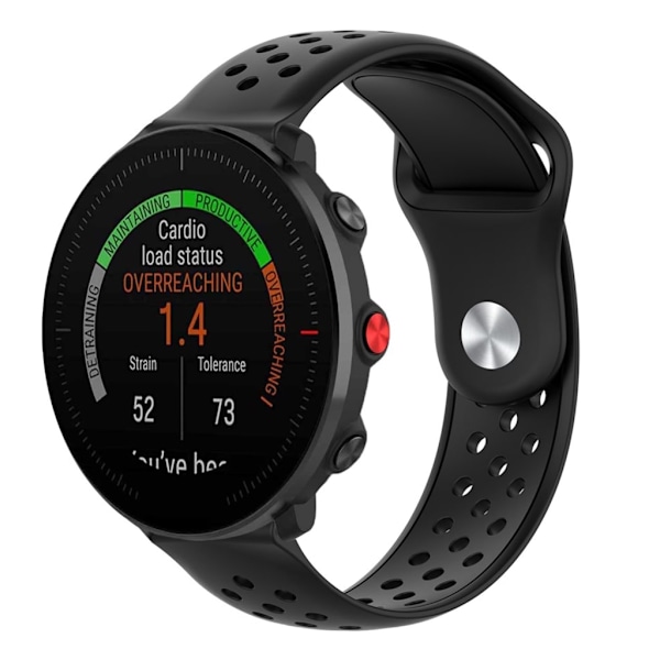 22mm Polar Vantage M silikonikellonauha - Musta Black