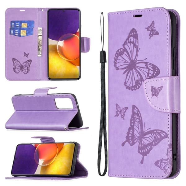 Butterfly Samsung Galaxy A82 5G Flippetui - Lilla Purple