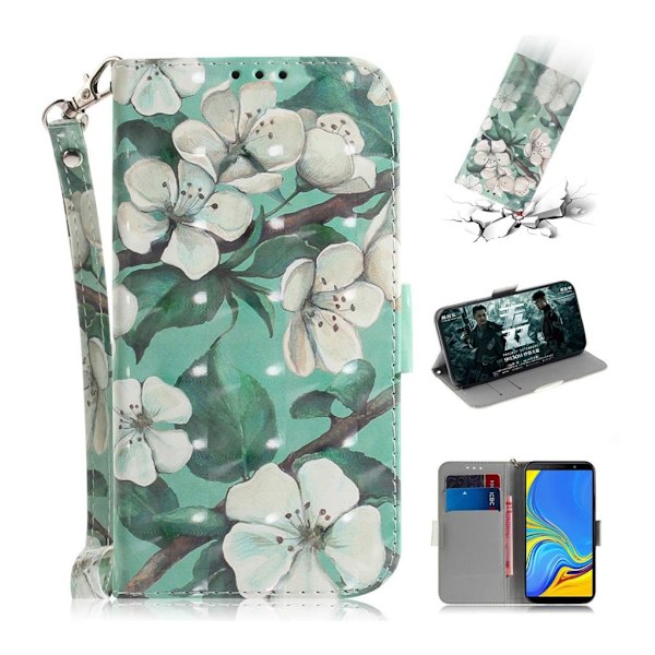 Samsung Galaxy A7 (2018) mönstrat flipfodral i läder - Vackra Blommor multifärg