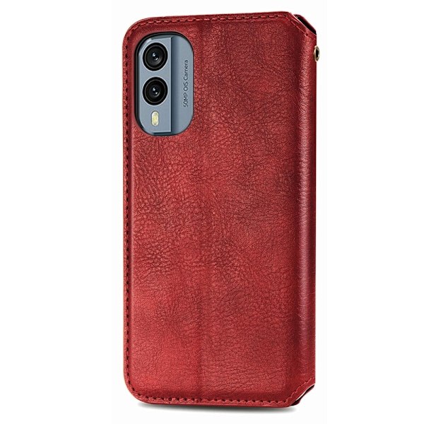 Nahkakotelo With A Stylish Rhombus Imprint For Nokia X30 - Punainen Red