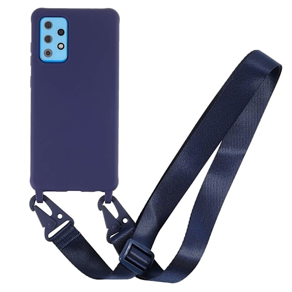 Tyndt TPU-etui med mat finish og justerbar strop til Samsung Galaxy A73 - Mørkeblå Blue