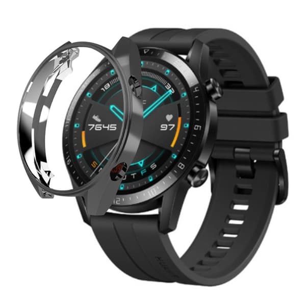Huawei Watch GT / Watch GT 2 46mm / Watch GT 2 42mm Watch Case T Electroplating Frame Protector - Sort Black