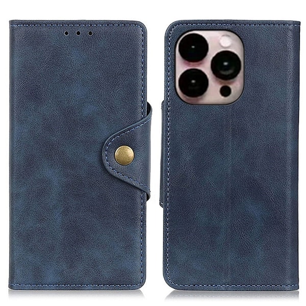 Alpha iPhone 14 Pro Max læder flip etui - Blå Blue
