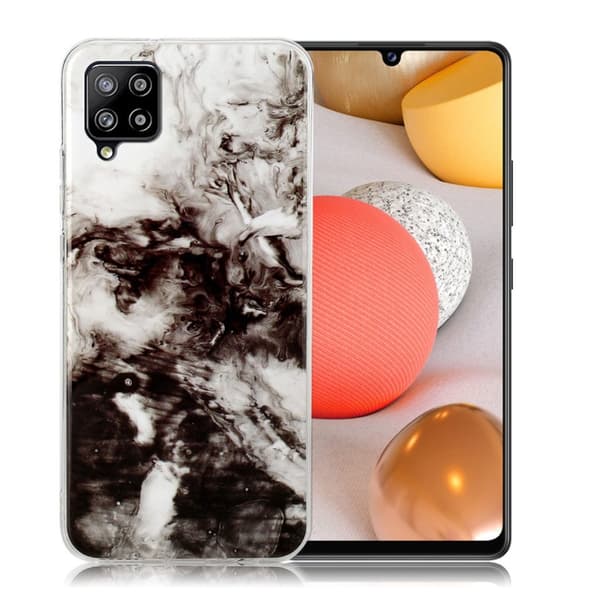 Marmormotiv Samsung Galaxy A42 5G skal - Vit / Svart Svart
