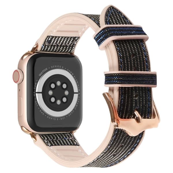 Apple Watch (45 mm) klokkerem i glitrende skinn - Mørkeblå Blue
