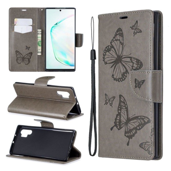 Butterfly Samsung Galaxy Note 10 Pro koetlot - Harmaa Silver grey