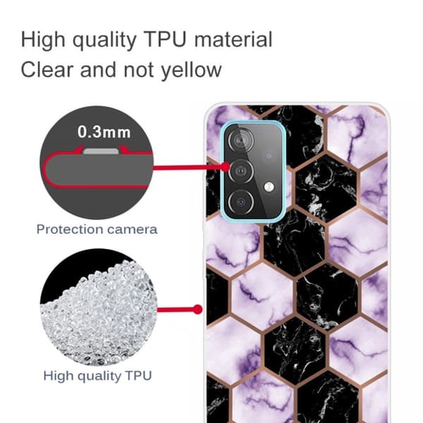 Marble Samsung Galaxy A52 5G Etui - Honeycomb Klinkekule i Lilla Multicolor