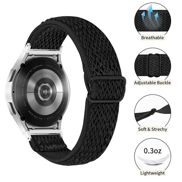 Samsung Galaxy Watch 5 / 5 Pro / 4 klockarmband i nylon - Svart Svart
