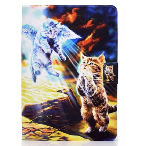 Amazon Fire 7 (2022) skinnveske med kult mønster - Englekatt Multicolor