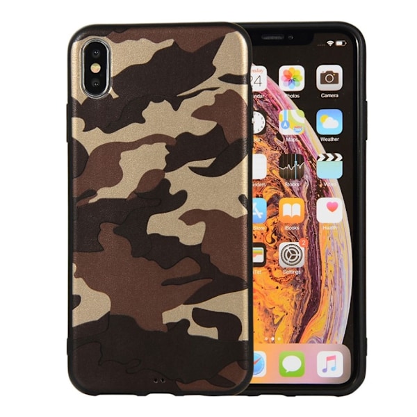 iPhone Xs Max kamuflasje mønster deksel - Brun Brown