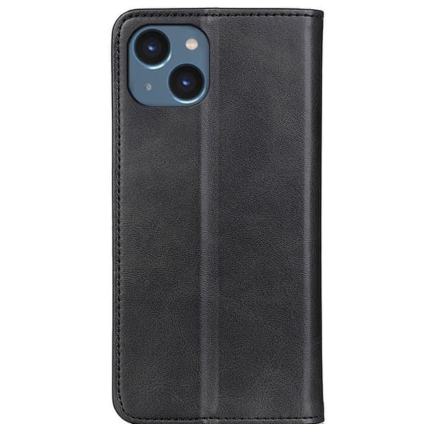 iPhone 14 lompakkokotelo, aitoa nahkaa - Musta Black