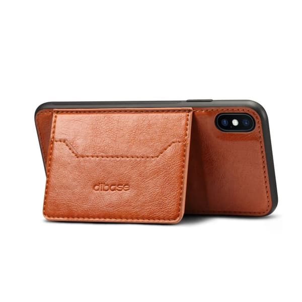 Crazy Horse iPhone Xs Max combo etui med læderbelægning - Brun Brown