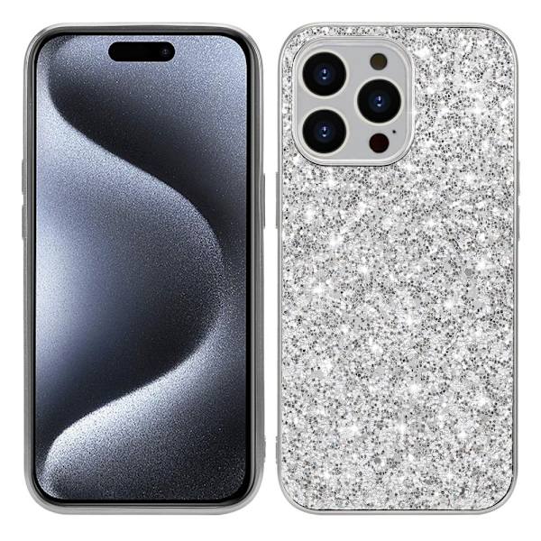 Glitter iPhone 15 Pro skal - Silver/Grå Silvergrå