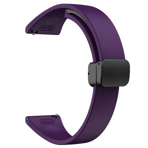 20 mm universal silikonerem med sort spænde - Mørklilla Purple