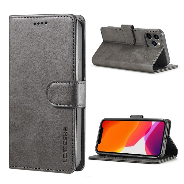 LC.IMEEKE iPhone 12 Pro Max flip case - Harmaa Silver grey