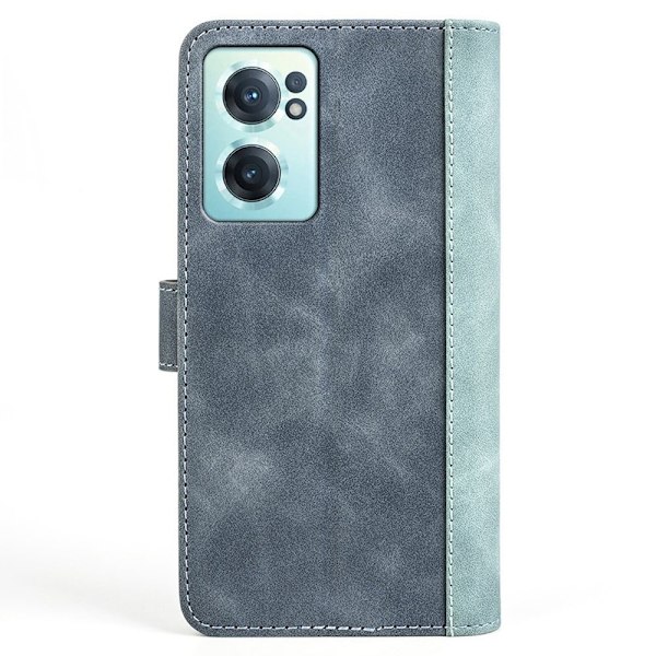 Kaksivärinen nahkainen läppäkotelo OnePlus Nord CE 2 5G - Sininen Blue