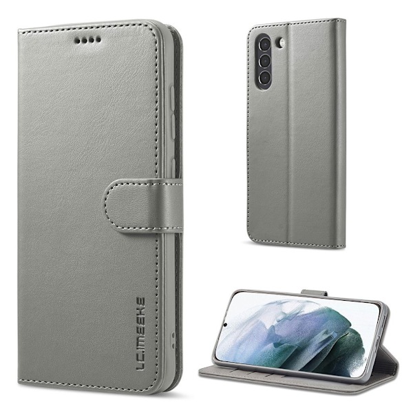 LC.Imeeke Samsung Galaxy S21 FE Läppäkotelo - Harmaa Silver grey