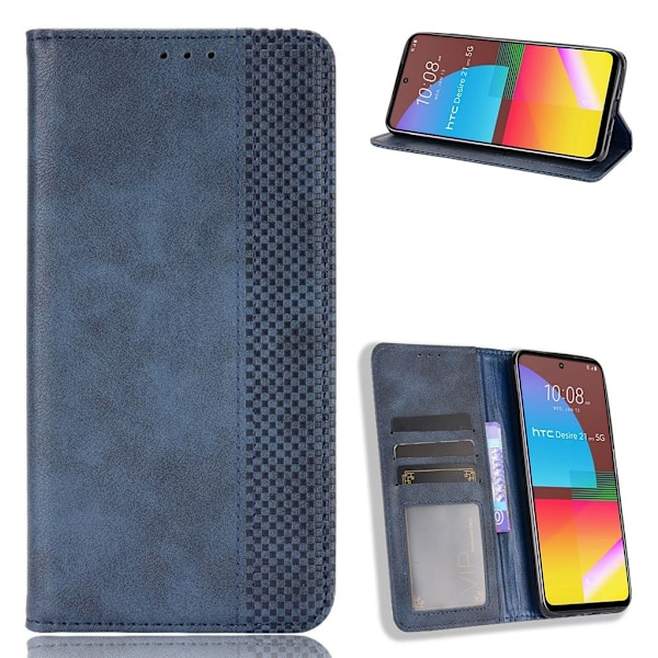 Bofink Vintage HTC Desire 21 Pro 5G Læder Etui - Blå Blue