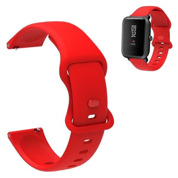 20mm Universal yksinkertainen väri silikoni kellon hihna - Punainen Red