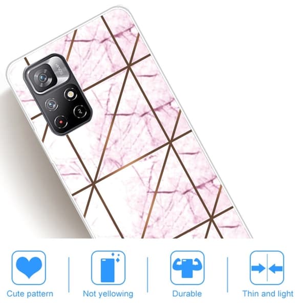Marble Xiaomi Redmi Note 11 Pro Plus 5G Etui - White i Firkant Strike Klinkekule Multicolor