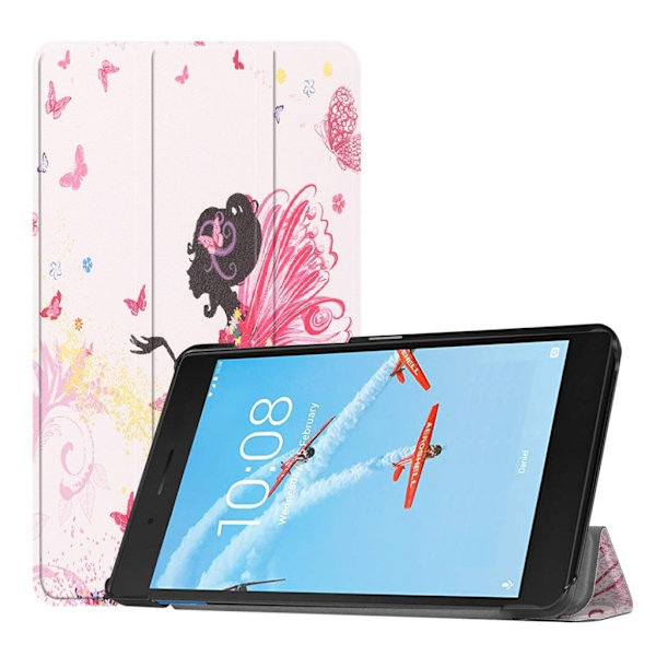 Lenovo Tab E7 mønstret tre-fold læderetui - Fe og Sommerfugle Multicolor