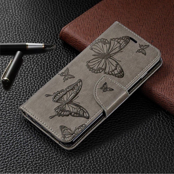 Butterfly läder Samsung Galaxy S10 fodral - Silver/Grå Silvergrå