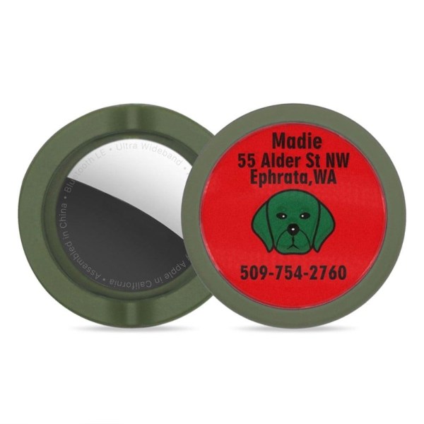 AirTags cute dog pattern silicone cover - Blackish Green Grön