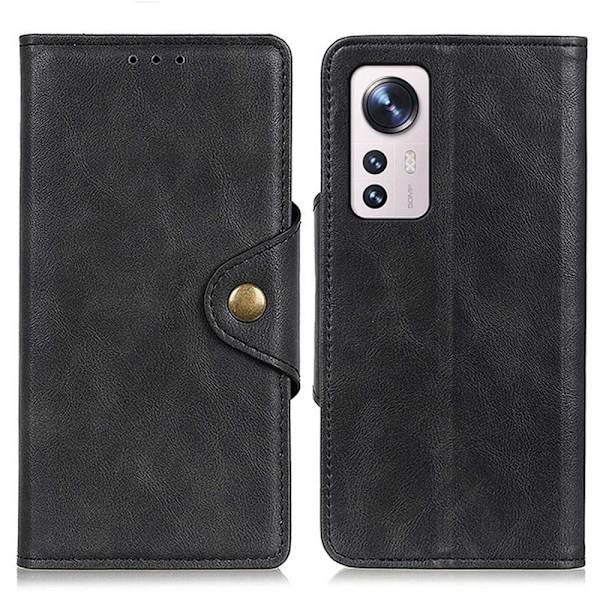 Alpha Xiaomi 12 Lite læder flip etui - Sort Black