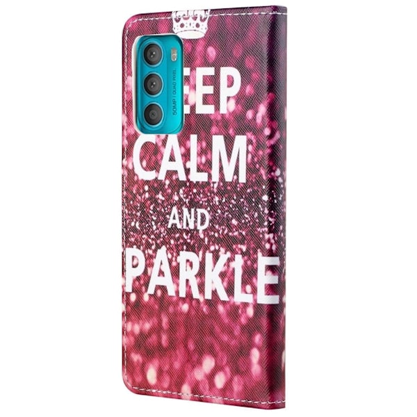 Wonderland Motorola Moto G42 Flip Etui - Keep Calm og Sparkle Red