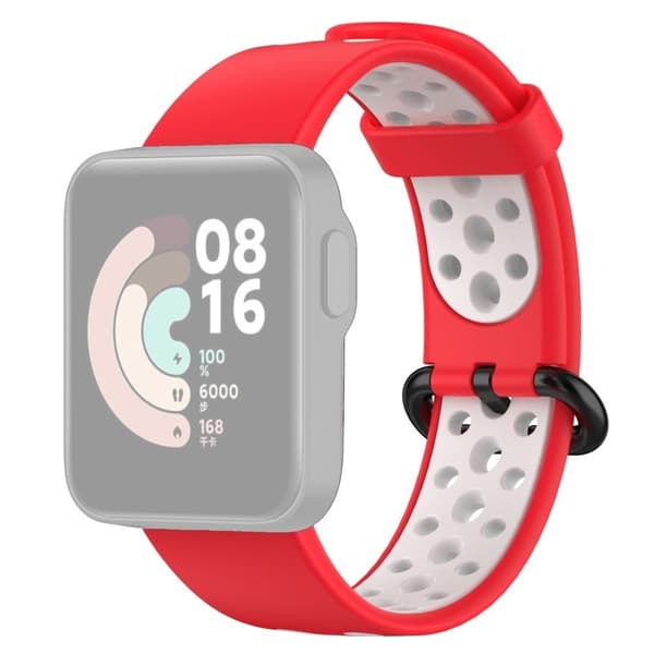 Xiaomi Redmi Watch 2 tofarget klokkerem i silikon - Rød / Hvit Multicolor