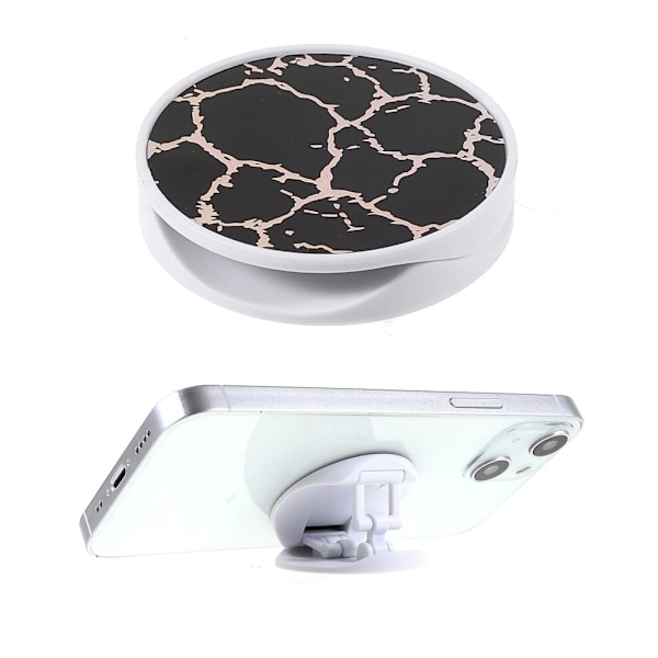 Universal rund foldbar telefonholder i marmorstil - Sort Marmor Black