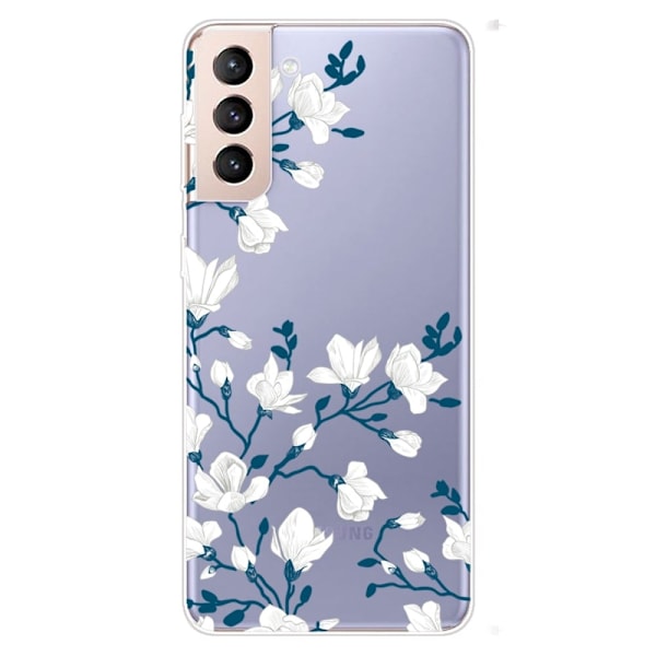 Deco Samsung Galaxy S22 Plus Etui - Hvite Blomster White