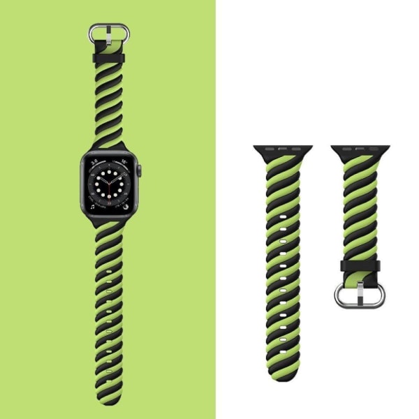 Apple Watch 42mm - 44mm unik farve twist silikone urrem - Grøn / Sort Green