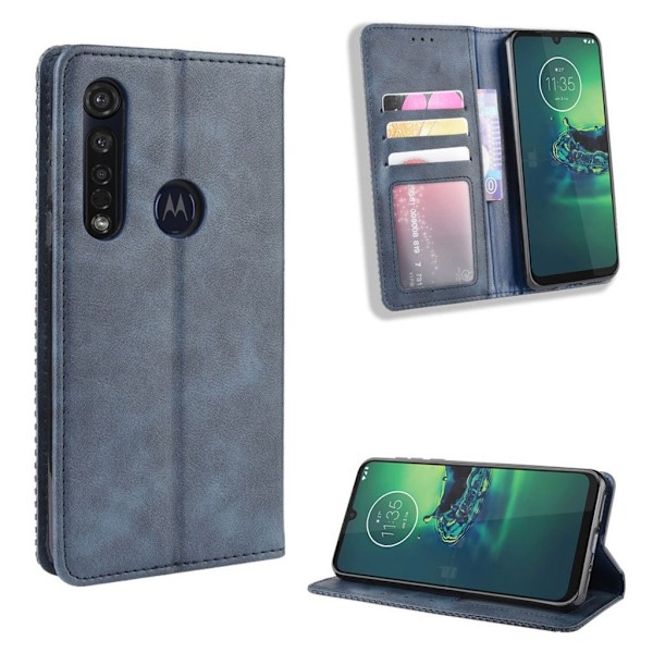 Bofink Vintage läder Motorola Moto G8 Plus fodral - Blå Blå