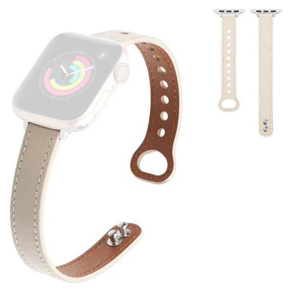 Apple Watch 42mm - 44mm urrem i læder med dobbelt trykknap - Bei Brown